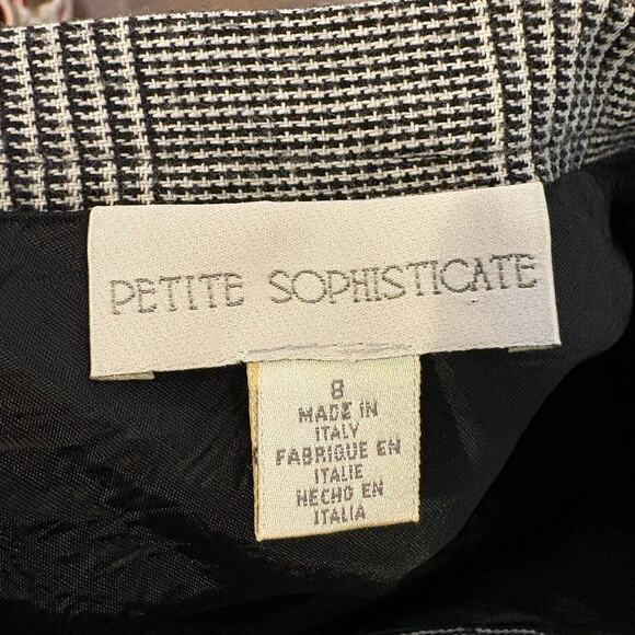 Petite Sophisticate Skirt Size 8 Wool Blend Glen Plaid A-Line Office Made Italy - Picture 2 of 13